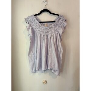 We The Free‎ Off The Shoulder Light Purple Blouse Ruched Stretch Peasant Boho